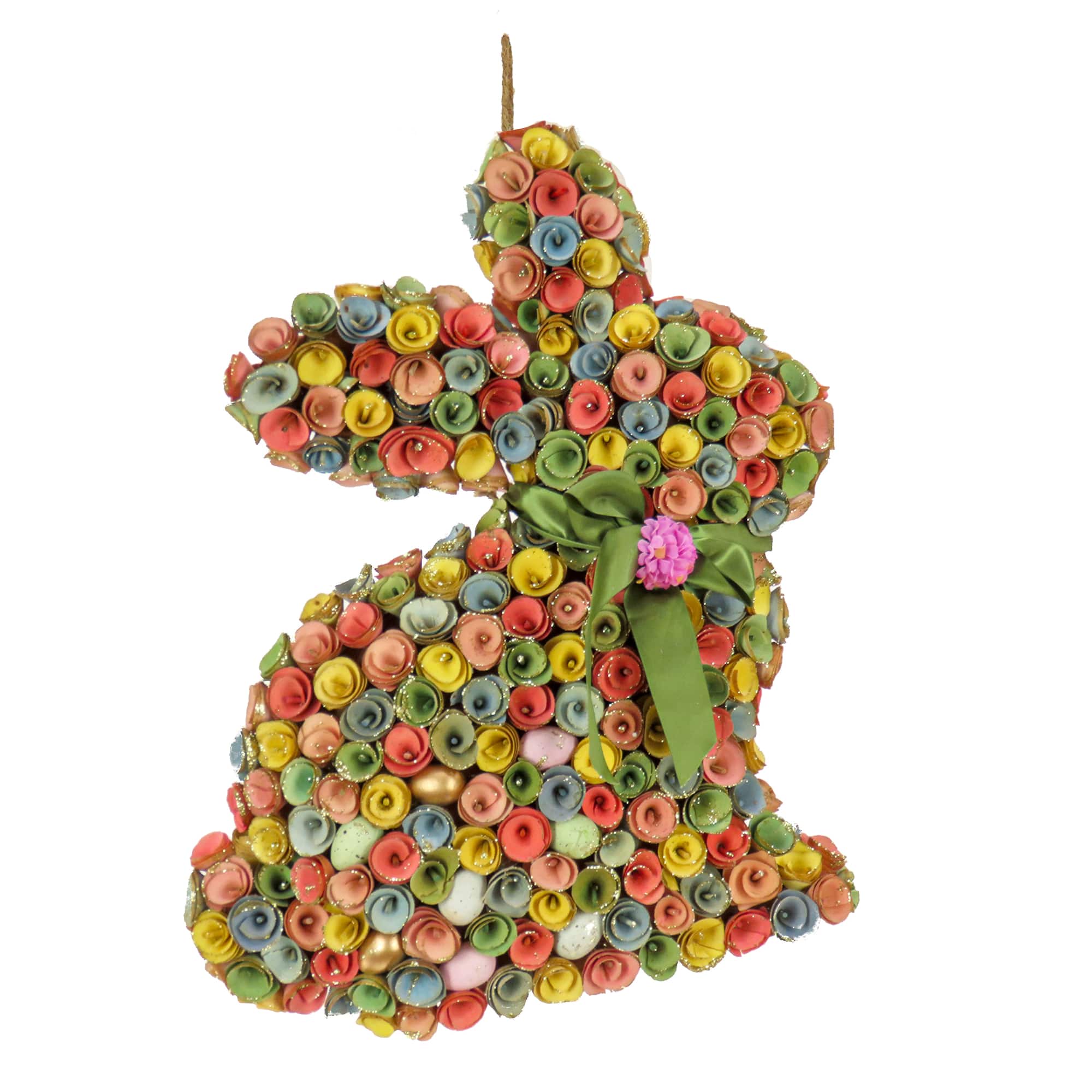 18" Multicolor Floral Bunny Wall Accent